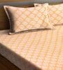 Brown Traditional 300 TC Cotton 1 Double Bedsheet with 2 Pillow Covers