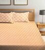 Brown Traditional 300 TC Cotton 1 Double Bedsheet with 2 Pillow Covers
