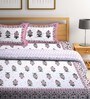 White Floral Cotton 4 Pieces Double Bedding Set