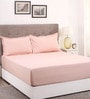 Pink Solid 400 TC Cotton 1 Double King Size Bedsheet with 2 Pillow Covers