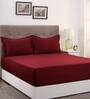 Red Solid 400 TC Cotton 1 Double King Size Bedsheet with 2 Pillow Covers