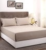 Brown Solid 400 TC Cotton 1 Double King Size Bedsheet with 2 Pillow Covers
