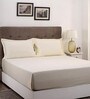 Beige Solid 400 TC Cotton 1 Double King Size Bedsheet with 2 Pillow Covers