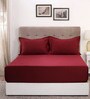 Red Solid 400 TC Cotton 1 Double King Size Bedsheet with 2 Pillow Covers