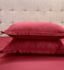 Red Solid 400 TC Cotton 1 Double King Size Bedsheet with 2 Pillow Covers