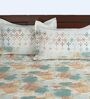 White Abstract 500 TC Cotton 1 Double King Size Bedsheet with 2 Pillow Covers