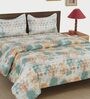 White Abstract 500 TC Cotton 1 Double King Size Bedsheet with 2 Pillow Covers