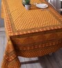 Cotton 60 X 90 Inch 6 Seater Table Cloth in Brown Color