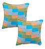 Green Cotton Geometric Pattern 16x16 Inch Cushion Covers (Set Of 2)