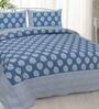 Blue Traditional 240 TC Cotton 1 Double Bedsheet with 2 Pillow Covers