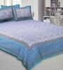 Blue Traditional 240 TC Cotton 1 Double Queen Size Bedsheet with 2 Pillow Cover