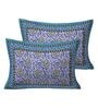 Blue Traditional 240 TC Cotton 1 Double Queen Size Bedsheet with 2 Pillow Cover