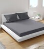 Grey Solid 200 TC Cotton Blend King Sized Bed Sheets with 2 Pillow Covers