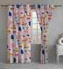 Multicolor Cotton Animal Printed 7ft Door Curtains (2 Pcs)
