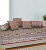 Cotton Dewan Cover with 3 Cushions Covers and 2 Bolster Covers in Purple