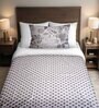 Cotton Floral 400 TC Black & White Single Bedsheet And 1 Pillow Cover Essential Series