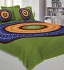 Green Traditional 240 TC Cotton 1 Double Bedsheet with 2 Pillow Covers