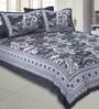 Grey Traditional 240 TC Cotton 1 Double Queen Size Bedsheet with 2 Pillow Cover
