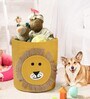 Yellow Lion Print Cotton 12x12 Inch Storage Basket
