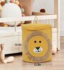 Yellow Lion Print Cotton 12x12 Inch Storage Basket