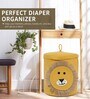 Yellow Lion Print Cotton 12x12 Inch Storage Basket