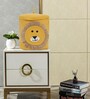 Yellow Lion Print Cotton 12x12 Inch Storage Basket