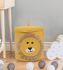 Yellow Lion Print Cotton 12x12 Inch Storage Basket