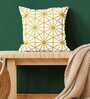 Yellow & White Traditional Cotton 16 x 16 Inches Cushion Cover