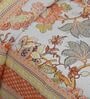Orange Floral 240 TC Cotton 1 Double Bedsheet with 2 Pillow Covers