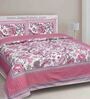 Pink Floral 240 TC Cotton 1 Double Bedsheet with 2 Pillow Covers