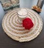 Beige Cotton Round Shaped Dia 9 (Set of 4) Placemat