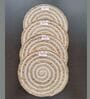 Beige Cotton Round Shaped Dia 9 (Set of 4) Placemat