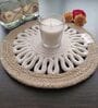 Beige & Off White Cotton Round Shaped Dia 9 (Set of 4) Placemat
