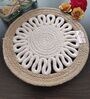 Beige & Off White Cotton Round Shaped Dia 9 (Set of 4) Placemat