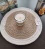 Brown & White Cotton Round Shaped Dia 9 Placemat