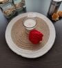 Brown & White Cotton Round Shaped Dia 9 Placemat