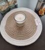 Brown & White Cotton Round Shaped Dia 9 (Set of 2) Placemat