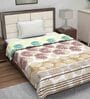 Cotton Reversible 120 GSM Floral Print Brown and Green Single Bed AC Dohar Quilt Blanket