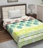 Cotton Reversible 120 GSM Floral Print Brown and Green Single Bed AC Dohar Quilt Blanket