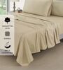 Cotton Satin Fitted Bedsheet, 60 x 78 inches, 400 Thread Count, Beige, Set of 1 Bedsheet with 2 Pillow Covers