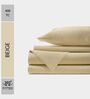 Cotton Satin Fitted Bedsheet, 60 x 78 inches, 400 Thread Count, Beige, Set of 1 Bedsheet with 2 Pillow Covers