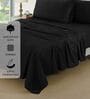 Black 400 TC Cotton Satin Fitted Bedsheet with 2 Pillow Covers