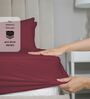 Cotton Satin Fitted Bedsheet, 60 x 78 inches, 400 Thread Count, Burgundy, Set of 1 Bedsheet with 2 Pillow Covers