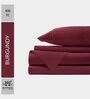 Cotton Satin Fitted Bedsheet, 60 x 78 inches, 400 Thread Count, Burgundy, Set of 1 Bedsheet with 2 Pillow Covers