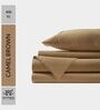 Cotton Satin Fitted Bedsheet, 60 x 78 inches, 400 Thread Count, Camel brown, Set of 1 Bedsheet with 2 Pillow Covers