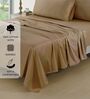 Cotton Satin Fitted Bedsheet, 60 x 78 inches, 400 Thread Count, Camel brown, Set of 1 Bedsheet with 2 Pillow Covers