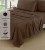 Brown 400 TC Cotton Satin Fitted Bedsheet with 2 Pillow Covers