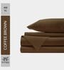 Brown 400 TC Cotton Satin Fitted Bedsheet with 2 Pillow Covers