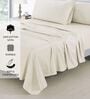 Cotton Satin Fitted Bedsheet, 60 x 78 inches, 400 Thread Count, Cream, Set of 1 Bedsheet with 2 Pillow Covers