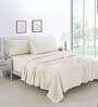 Cotton Satin Fitted Bedsheet, 60 x 78 inches, 400 Thread Count, Cream, Set of 1 Bedsheet with 2 Pillow Covers